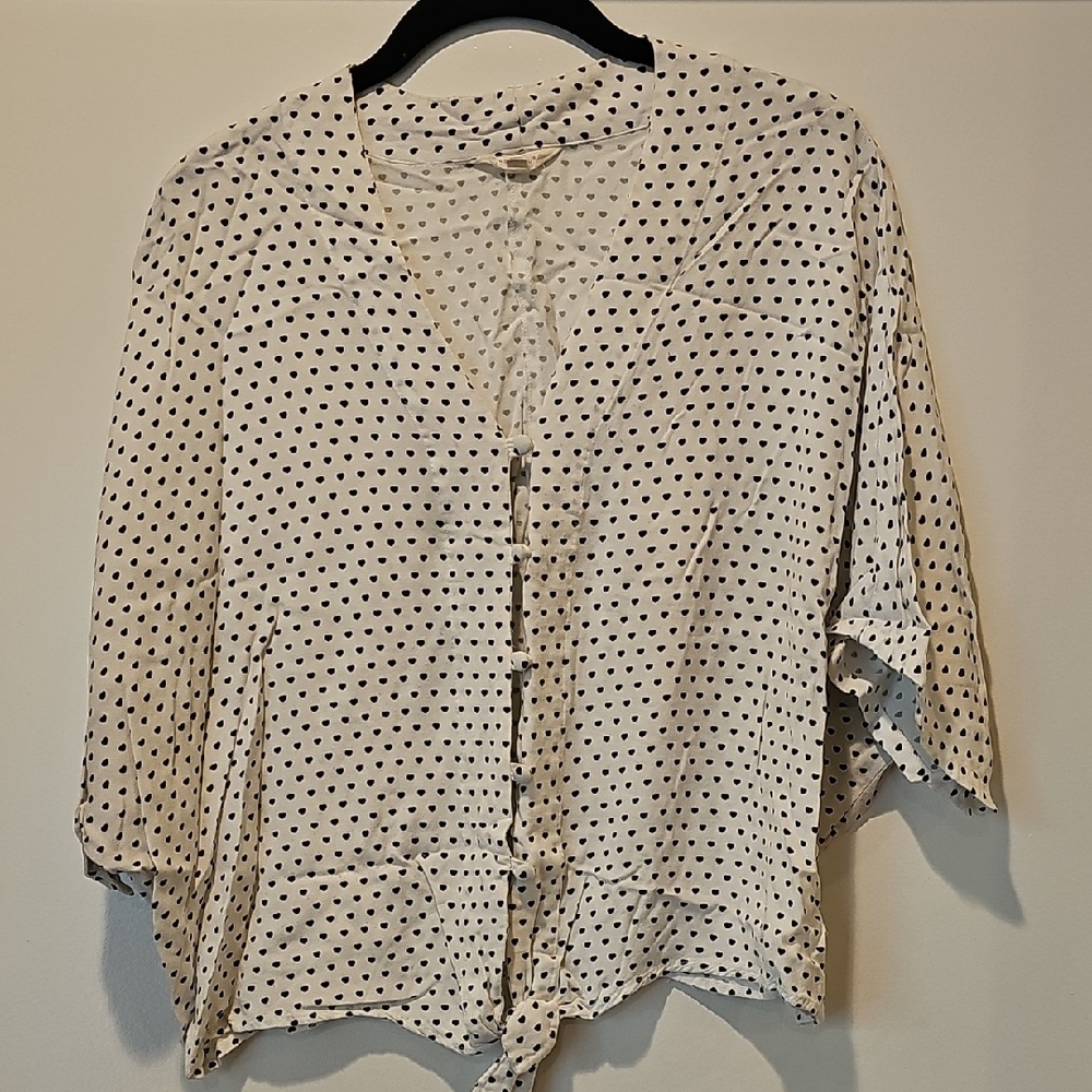 Polka Heart Button-Up Blouse